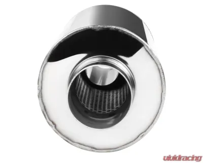 Spec-D Universal 2.5" Inlet | 4" Outlet T-304 Stainless Steel Muffler w/ Fireball Style Tip - MF-RS341