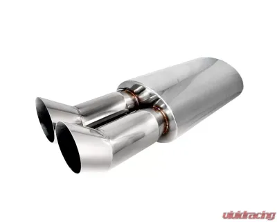 Spec-D Universal 2.5" Inlet | 3" Outlet T-304 Stainless Steel Exhaust Muffler w/ Dual Tips - MF-RS3DTM