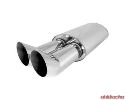 Spec-D Universal 2.5" Inlet | 3" Outlet T-304 Stainless Steel Exhaust Muffler w/ Dual Tips - MF-RS3DTM