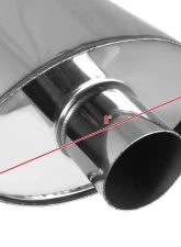Spec-D Universal 2.5" Inlet | 3" Outlet T-304 Stainless Steel Exhaust Muffler w/ Dual Tips                                     - MF-RS3DTM - Image 4
