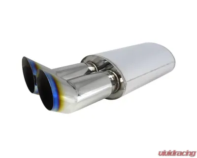Spec-D Universal 2.5" Inlet | 3" Outlet T-304 Stainless Steel Exhaust Muffler w/ Dual Burn Tips - MF-RS3DTT