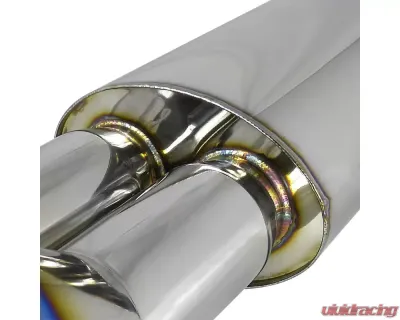 Spec-D Universal 2.5" Inlet | 3" Outlet T-304 Stainless Steel Exhaust Muffler w/ Dual Burn Tips - MF-RS3DTT