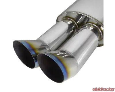 Spec-D Universal 2.5" Inlet | 3" Outlet T-304 Stainless Steel Exhaust Muffler w/ Dual Burn Tips - MF-RS3DTT