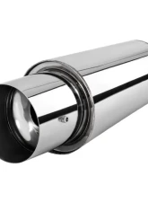Spec-D Universal 2.5" Inlet | 4" Outlet T-304 Stainless Steel Spiral Flow Exhaust Muffler Burn Tip w/ Silencer                                     - MF-SS3103 - Image 10