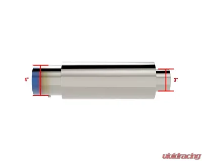 Spec-D Universal 3" Inlet | 4" Outlet T-304 Stainless Steel Spiral Flow Exhaust Muffler w/ Silencer - MF-SS3103T
