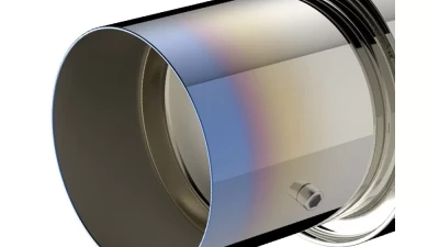 Spec-D Universal 3" Inlet/4" Outlet Stainless Steel Spiral Flow Exhaust Muffler w/ Burnt Tip                                     - MF-SS3103T - Image 3