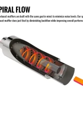Spec-D Universal 3" Inlet | 4" Outlet T-304 Stainless Steel Spiral Flow Exhaust Muffler w/ Silencer                                     - MF-SS3103T - Image 4