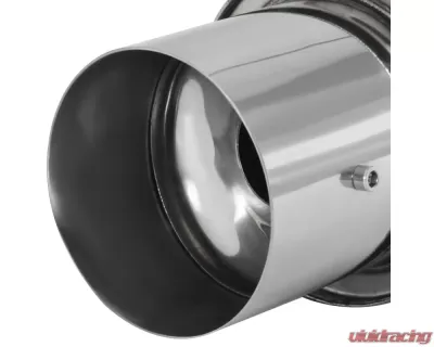 Spec-D Universal 2.5" Inlet | 4" Outlet T-304 Stainless Steel Spiral Flow Exhaust Muffler Burn Tip w/ Silencer - MF-SS3103