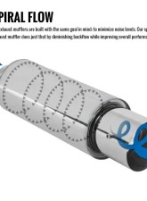 Spec-D Universal 2.5" Inlet | 4" Outlet T-304 Stainless Steel Spiral Flow Exhaust Muffler Burn Tip w/ Silencer                                     - MF-SS3103 - Image 4