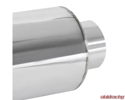 Spec-D Universal 2.5" Inlet | 4" Outlet T-304 Stainless Steel Spiral Flow Exhaust Muffler Burn Tip w/ Silencer - MF-SS3103