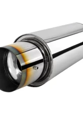 Spec-D Universal 3" Inlet | 4" Outlet T-304 Stainless Steel Spiral Flow Exhaust Muffler Burn Tip w/ Silencer                                     - MF-SS310T - Image 10