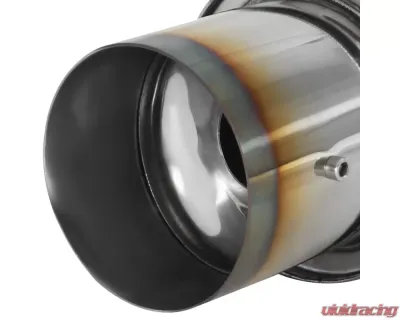 Spec-D Universal 3" Inlet | 4" Outlet T-304 Stainless Steel Spiral Flow Exhaust Muffler Burn Tip w/ Silencer - MF-SS310T
