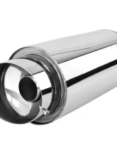 Spec-D Universal 2.5" Inlet | 4" Outlet T-304 Stainless Steel Spiral Flow Exhaust Muffler w/ Slanted Tip                                     - MF-SS341 - Image 10