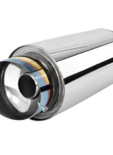 Spec-D Universal 3" Inlet | 4" Outlet T-304 Stainless Steel Spiral Flow Exhaust Muffler w/ Slanted Burn Tip                                     - MF-SS341T - Image 10