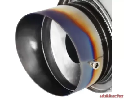 Spec-D Universal 3" Inlet | 4" Outlet T-304 Stainless Steel Spiral Flow Exhaust Muffler w/ Slanted Burn Tip - MF-SS341T