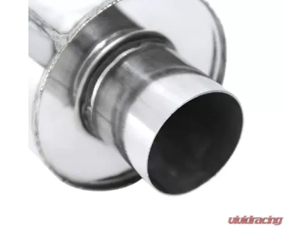 Spec-D Universal 3" Inlet | 4" Outlet T-304 Stainless Steel Spiral Flow Exhaust Muffler w/ Slanted Burn Tip - MF-SS341T