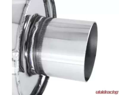 Spec-D Universal 3" Inlet | 4" Outlet T-304 Stainless Steel Spiral Flow Exhaust Muffler w/ Slanted Burn Tip - MF-SS341T