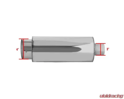 Spec-D Universal 2.5" Inlet | 4" Outlet T-304 Stainless Steel Spiral Flow Exhaust Muffler w/ Slanted Tip - MF-SS341