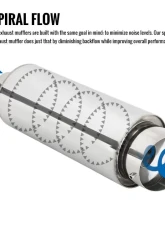 Spec-D Universal 2.5" Inlet | 4" Outlet T-304 Stainless Steel Spiral Flow Exhaust Muffler w/ Slanted Tip                                     - MF-SS341 - Image 4