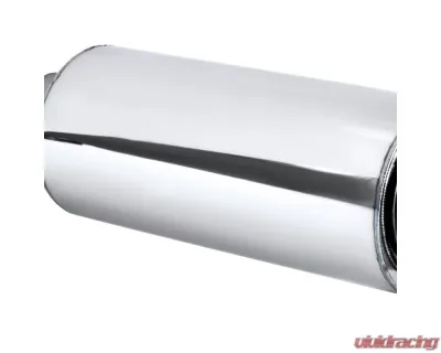 Spec-D Universal 2.5" Inlet | 4" Outlet T-304 Stainless Steel Spiral Flow Exhaust Muffler w/ Slanted Tip - MF-SS341
