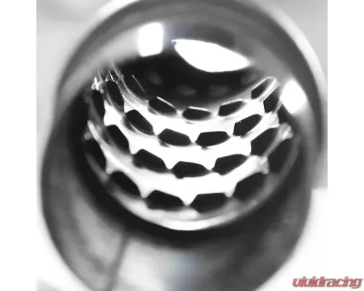 Spec-D Universal 2.5" Inlet | 4" Outlet T-304 Stainless Steel Spiral Flow Exhaust Muffler w/ Slanted Tip - MF-SS341