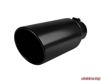 Spec-D Universal 4" Inlet | 6" Outlet Black Stainless Steel Bolt-On Angled Exhaust Tip - MF-TP0406D-BS-TD