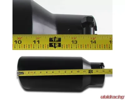 Spec-D Universal 4" Inlet | 6" Outlet Black Stainless Steel Bolt-On Angled Exhaust Tip - MF-TP0406D-BS-TD