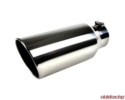 Spec-D Universal 4" Inlet | 6" Outlet Chrome Stainless Steel Bolt-On Angled Exhaust Tip - MF-TP0406D-S-TD
