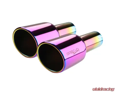 Spec-D Universal 2.5" Inlet | 4.125" Outlet Rainbow T-304 Stainless Steel Purple Angled Burn Exhaust Tip (2pc) - MF-TPA001PT