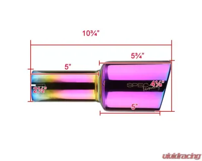 Spec-D Universal 2.5" Inlet | 4.125" Outlet Rainbow T-304 Stainless Steel Purple Angled Burn Exhaust Tip (2pc) - MF-TPA001PT