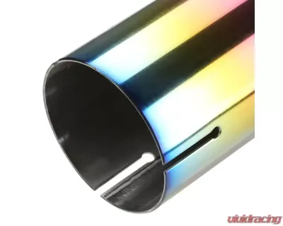 Spec-D Universal 2.5" Inlet | 4.125" Outlet Rainbow T-304 Stainless Steel Purple Angled Burn Exhaust Tip (2pc) - MF-TPA001PT