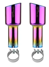 Spec-D Universal 2.5" Inlet | 4.125" Outlet Rainbow T-304 Stainless Steel Purple Angled Burn Exhaust Tip (2pc)                                     - MF-TPA001PT - Image 10