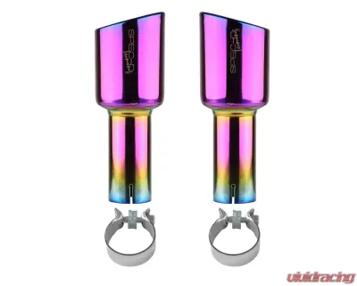 Spec-D Universal 2.5" Inlet | 4.125" Outlet Rainbow T-304 Stainless Steel Purple Angled Burn Exhaust Tip (2pc) - MF-TPA001PT