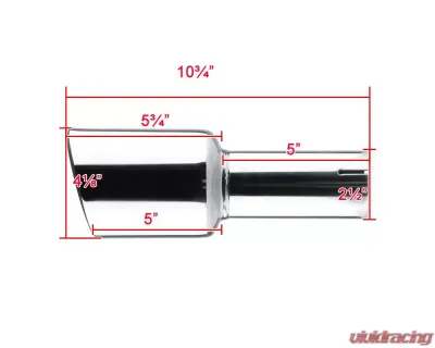 Spec-D Universal 2.5" Inlet | 4.125" Outlet Chrome T-304 Stainless Steel Angled Exhaust Tip (2pc) - MF-TPA001