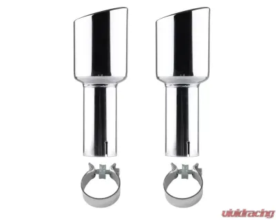 Spec-D Universal 2.5" Inlet | 4.125" Outlet Chrome T-304 Stainless Steel Angled Exhaust Tip (2pc) - MF-TPA001