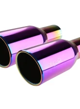 Spec-D Universal 2.5" Inlet | 3.875" Outlet Rainbow T-304 Stainless Steel Purple Angled Burn Exhaust Tip (2pc)                                     - MF-TPA002PT - Image 10