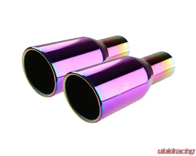 Spec-D Universal 2.5" Inlet | 3.875" Outlet Rainbow T-304 Stainless Steel Purple Angled Burn Exhaust Tip (2pc) - MF-TPA002PT
