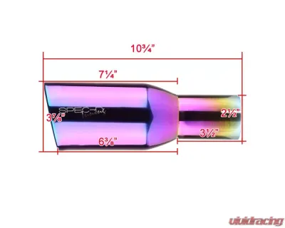 Spec-D Universal 2.5" Inlet | 3.875" Outlet Rainbow T-304 Stainless Steel Purple Angled Burn Exhaust Tip (2pc) - MF-TPA002PT