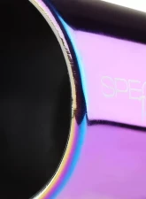 Spec-D Universal 2.5" Inlet | 3.875" Outlet Rainbow T-304 Stainless Steel Purple Angled Burn Exhaust Tip (2pc)                                     - MF-TPA002PT - Image 5