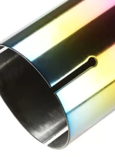 Spec-D Universal 2.5" Inlet | 3.875" Outlet Rainbow T-304 Stainless Steel Purple Angled Burn Exhaust Tip (2pc)                                     - MF-TPA002PT - Image 8