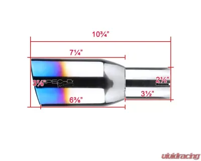 Spec-D Universal 2.5" Inlet | 3.875" Outlet Chrome T-304 Stainless Steel Angled Exhaust Tip (2pc) - MF-TPA002