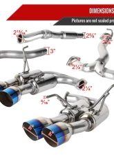 Spec-D T-304 Stainless Steel N1 Style Catback Exhaust System 4" Quad Tip w/ Burn Tip Subaru WRX | STI 2015-2022                                     - MFCAT3-WRX15QT-SD - Image 2