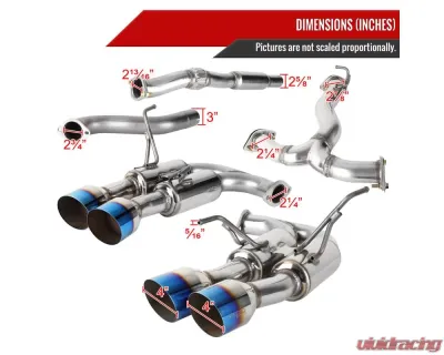Spec-D T-304 Stainless Steel N1 Style Catback Exhaust System 4" Quad Tip w/ Burn Tip Subaru WRX | STI 2015-2022 - MFCAT3-WRX15QT-SD