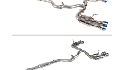 Spec-D 4" Quad Tip Stainless Steel Catback Exhaust System w/ Burnt Tip Subaru WRX | STI 2015-2022                                     - MFCAT3-WRX15QT-SD - Image 3
