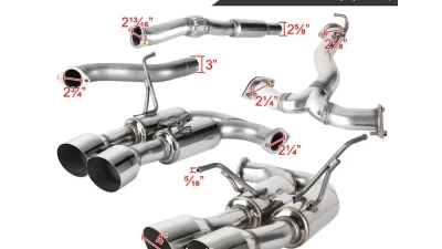 Spec-D 4" Quad Tip Stainless Steel Catback Exhaust System  Subaru WRX | STI 2015-2022                                     - MFCAT3-WRX15Q - Image 2