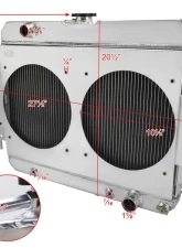 Spec-D 3-Row Radiator w/ Dual Fan Shroud  Chevrolet 1963-1968                                     - RAD3F-IPA63V8 - Image 2
