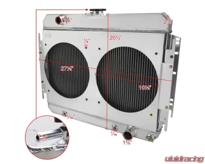 Spec-D 3-Row Radiator w/ Dual Fan Shroud  Chevrolet 1963-1968 - RAD3F-IPA63V8