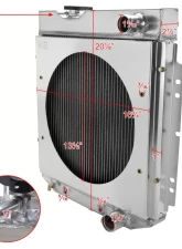 Spec-D 3-Row Radiator w/ Fan Shroud Design Ford | Mercury 1960-1966                                     - RAD3F-MST64V8 - Image 2