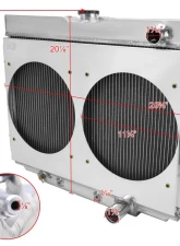 Spec-D 3-Row Radiator w/ Dual Fan Shroud Design Ford | Mercury 1967-1970                                     - RAD3F-MST67P24 - Image 2