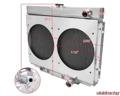 Spec-D 3-Row Radiator w/ Dual Fan Shroud Design Ford | Mercury 1967-1970 - RAD3F-MST67P24